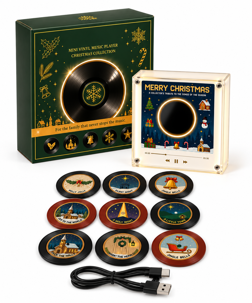 Christmas Mini Vinyl Player Fridge Magnet – NFC Music Box